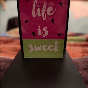 Life is Sweet Acrylic Sign - Watermelon Summer Spring Decor Pink Green